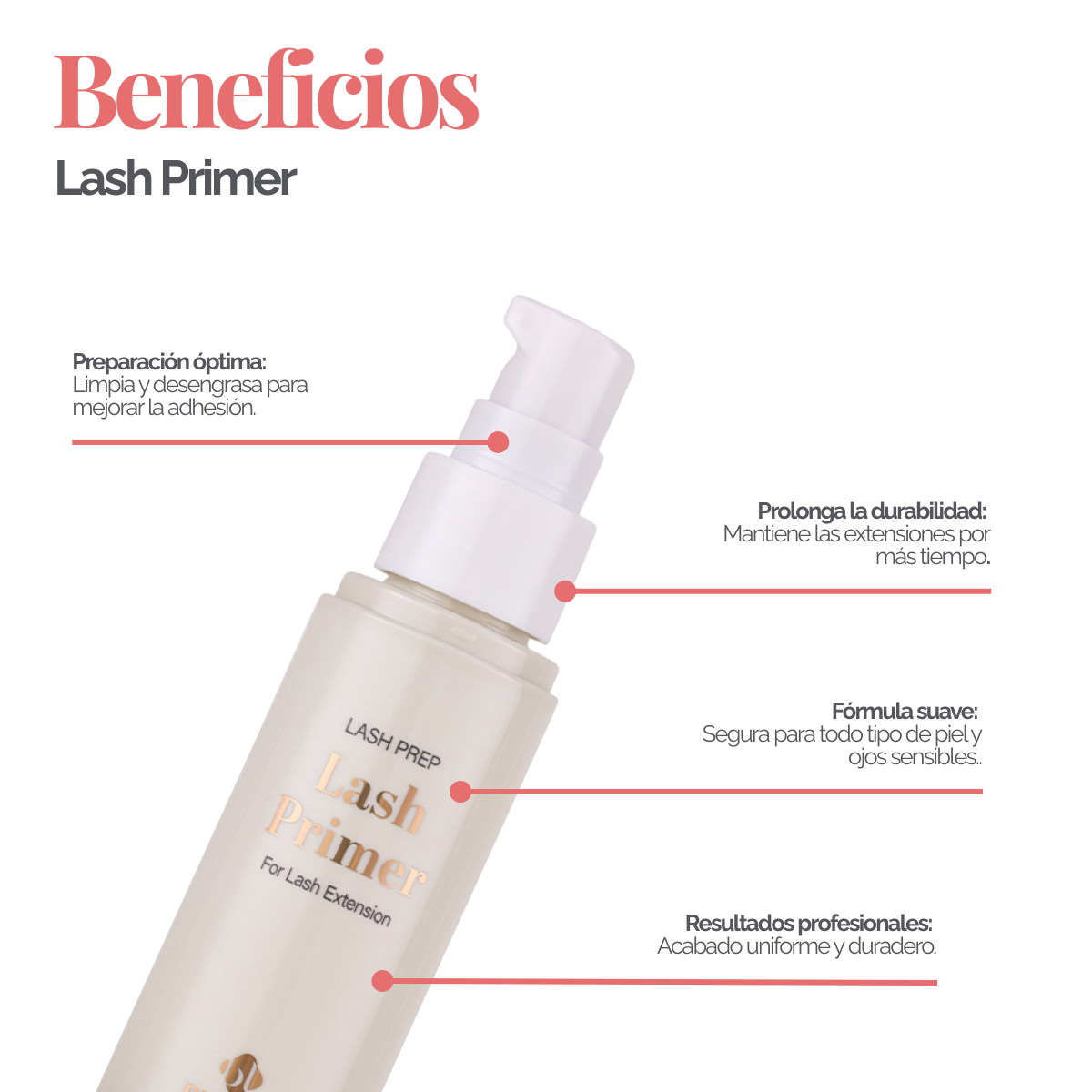 Lash Primer profesional BL Lashes 50 ml para extensiones – limpiador pretratamiento para mejorar adhesión y durabilidad en servicios de pestañas