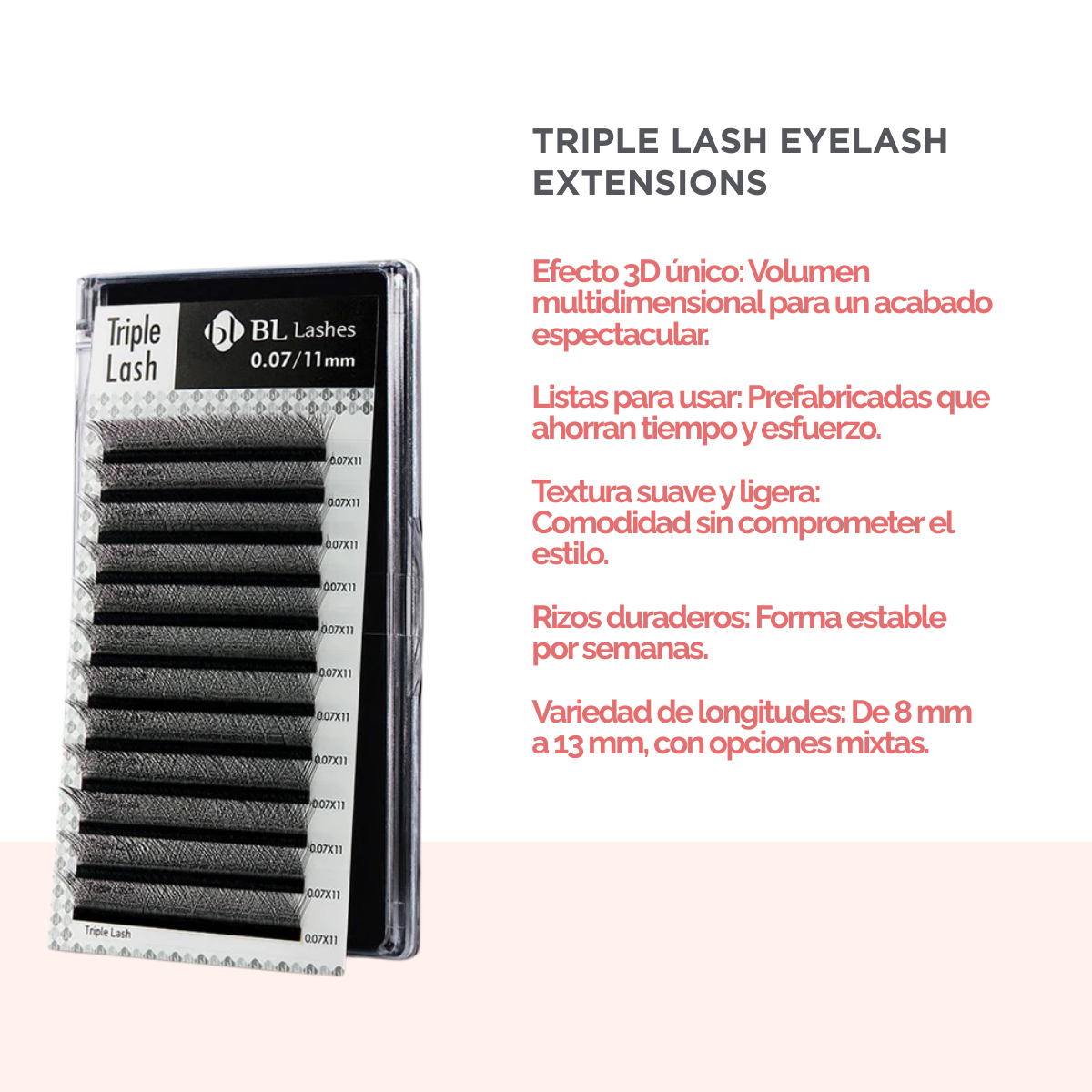 Extensión de pestaña Triple Lash- Volumen Tecnológico Curvatura C