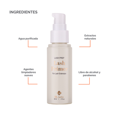 Lash Primer profesional BL Lashes 50 ml para extensiones – limpiador pretratamiento para mejorar adhesión y durabilidad en servicios de pestañas