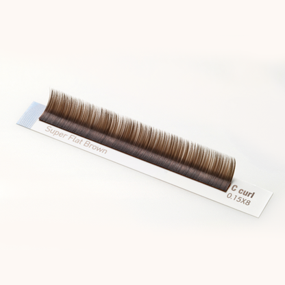 Extensiones Super Flat Lash 0.15 Deep Brown de BL Lashes - Pestañas super planas, color marrón oscuro, alta adhesión.