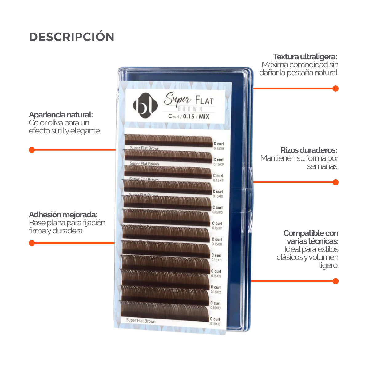 Extensiones Super Flat Lash 0.15 MIX (Marron Obscuro) - BL Lashes