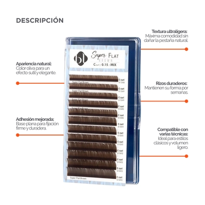 Extensiones Super Flat Lash 0.15 MIX (Marron Obscuro) - BL Lashes